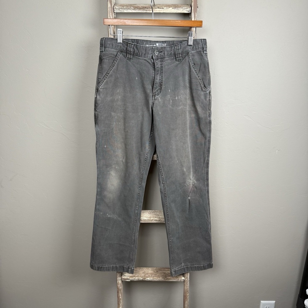 Carhartt Relax Fit Carpenter Faded Distressed Workwear Pants size 32x27